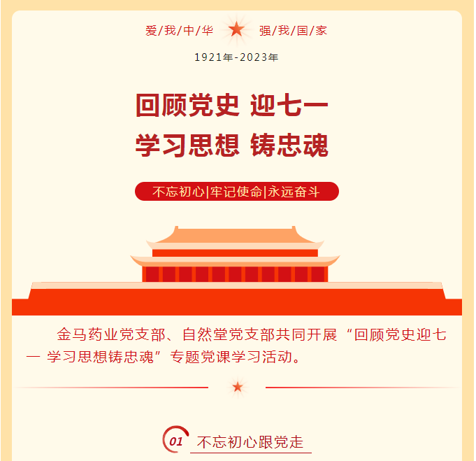 金马药业党支部、自然堂党支部共同开展“回顾党史迎七一 学习思想铸忠魂”专题党课学习活动。