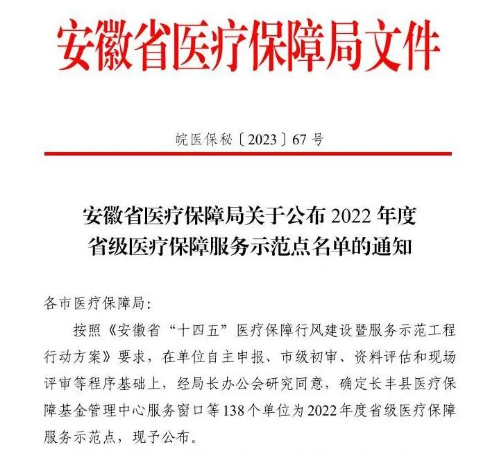 阜阳市妇女儿童医院荣获“省级医疗保障定点医疗机构示范点”称号